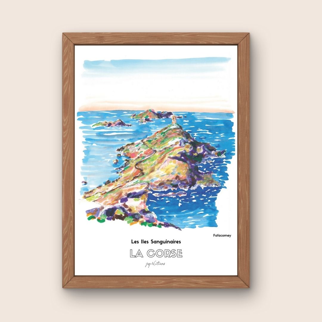 Affiche - Fafacomey - Corse - Les Iles Sanguinaires aquarelle