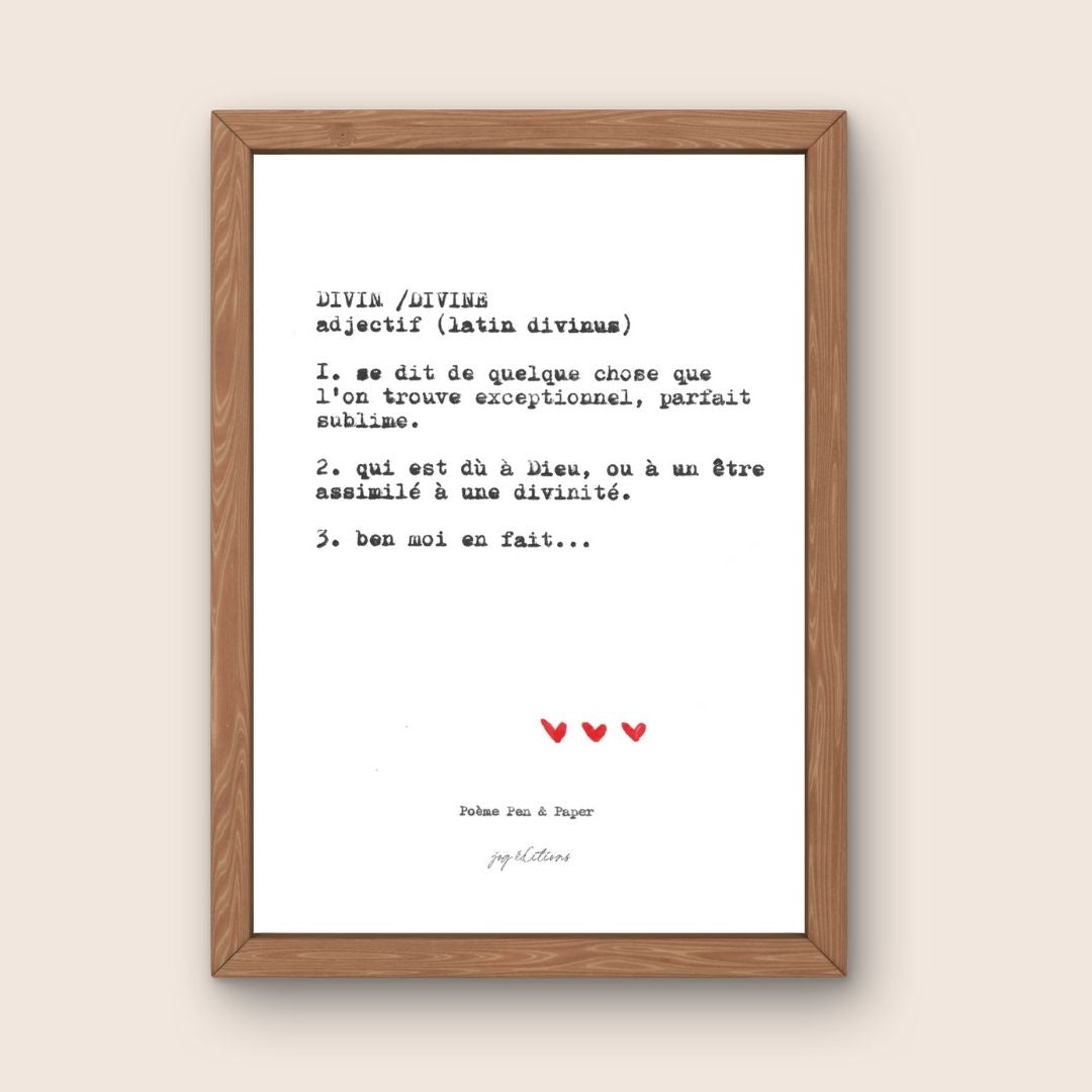 Affiche - Poeme, Pen and Paper - Divin/Divine