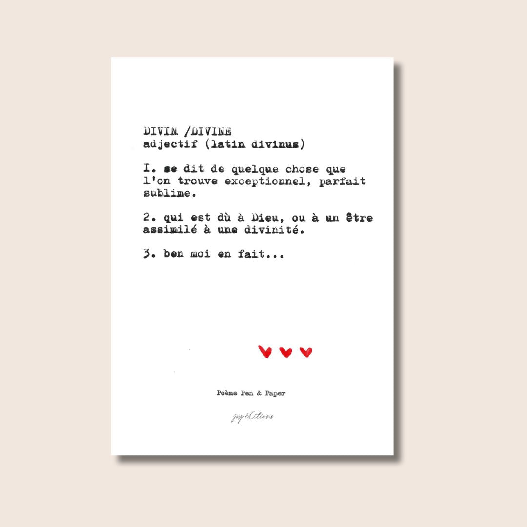 Carte postale - Mots doux - Poeme, Pen & Paper