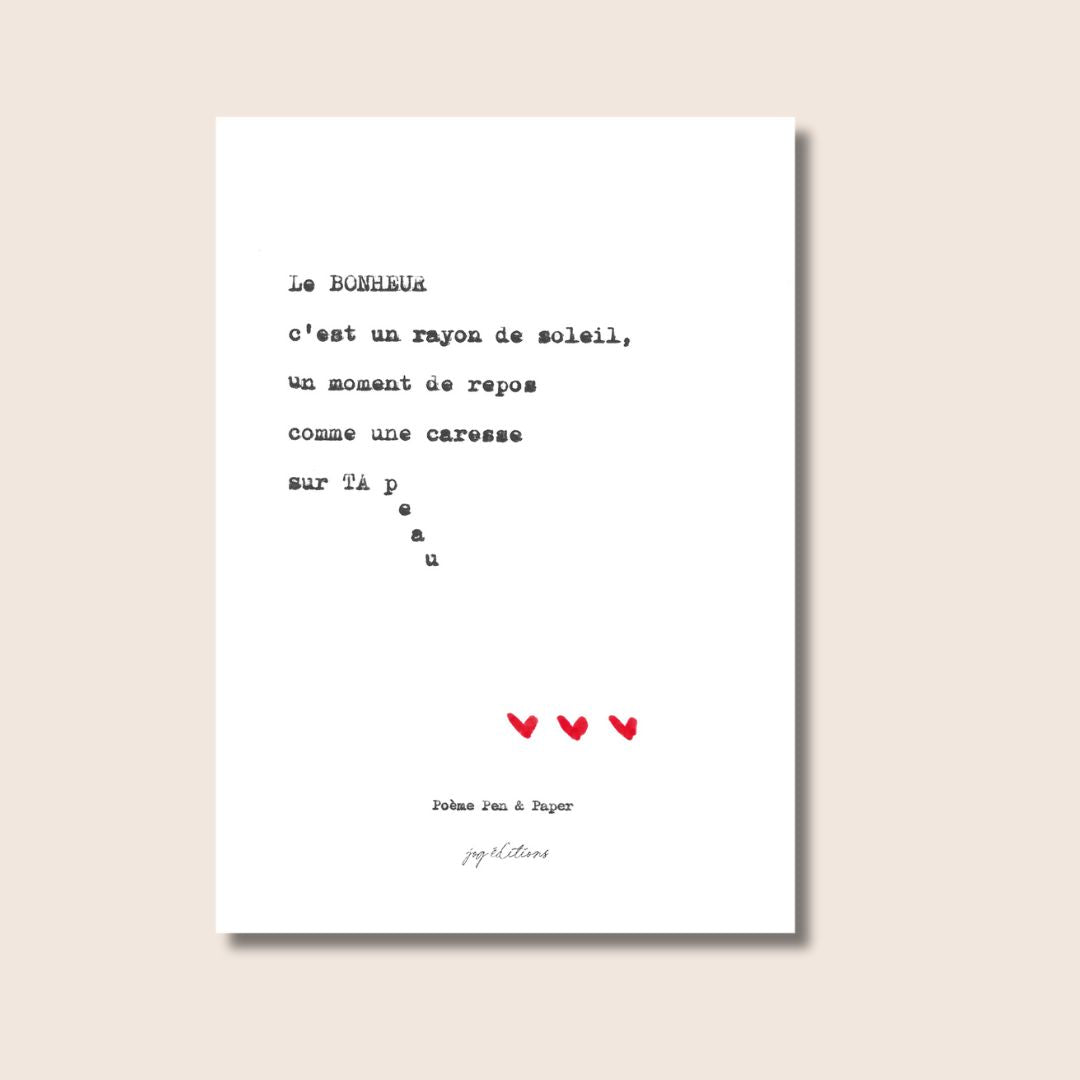 Carte postale - Mots doux - Poeme, Pen & Paper