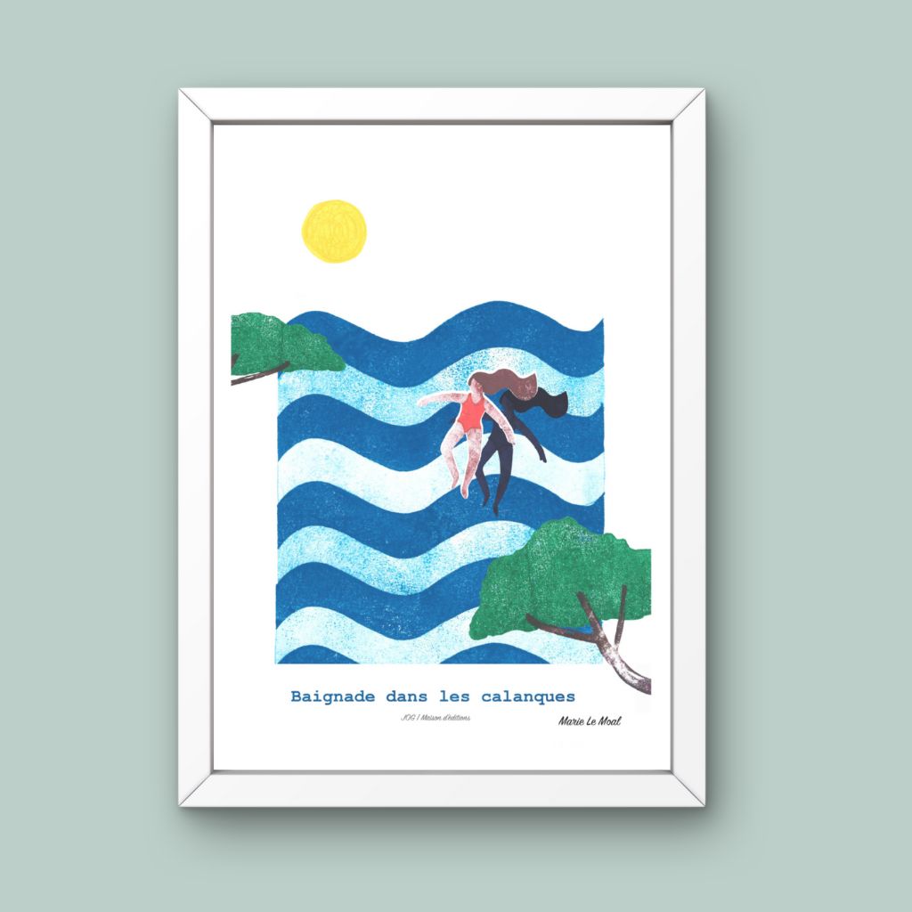 Affiche - Baignade dans les calanques - Marie Le Moal