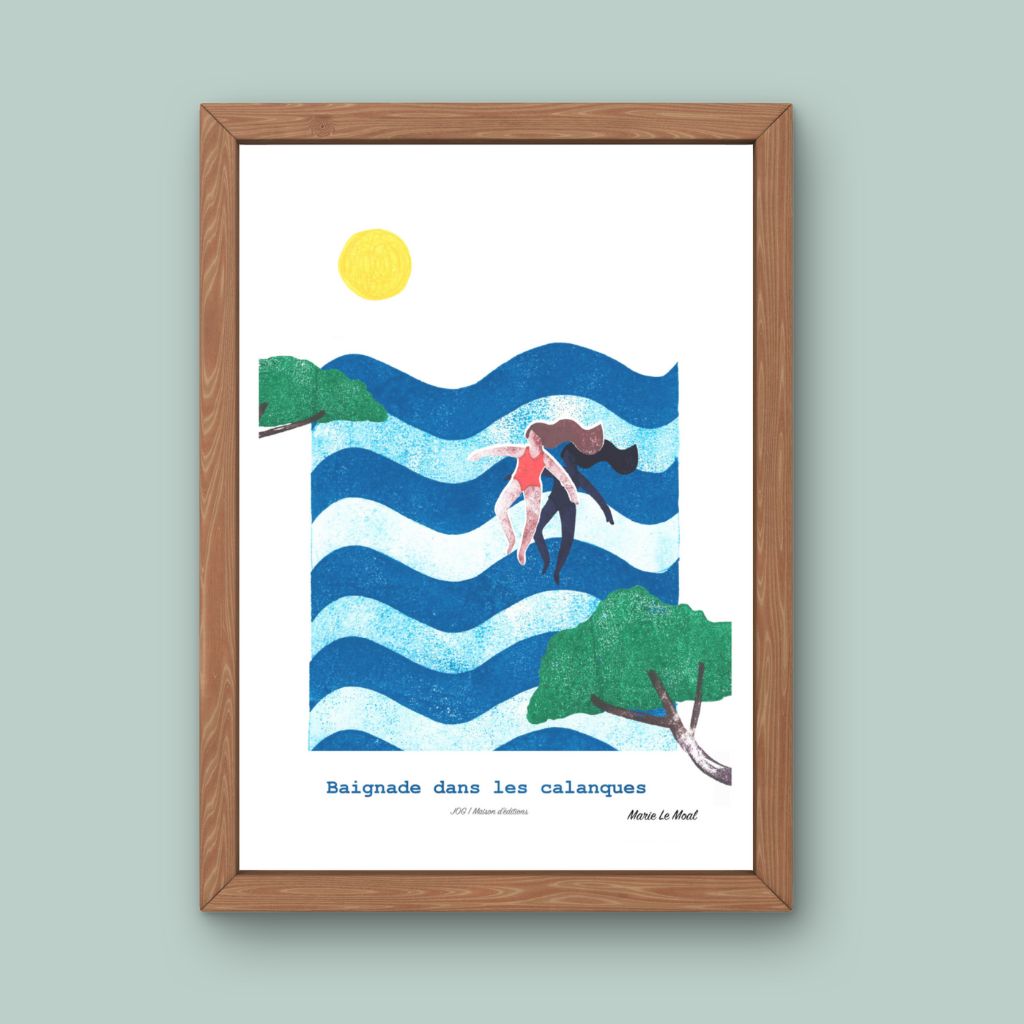 Affiche - Baignade dans les calanques - Marie Le Moal