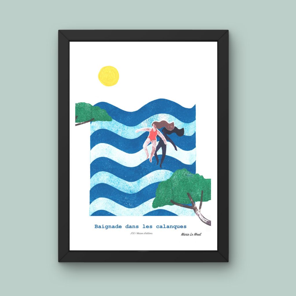 Affiche - Baignade dans les calanques - Marie Le Moal