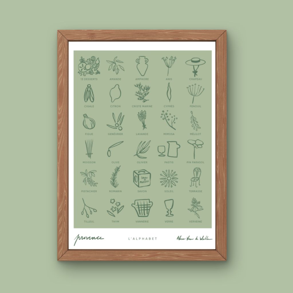 Affiche jog editions_provence_alphabet_cadre chene