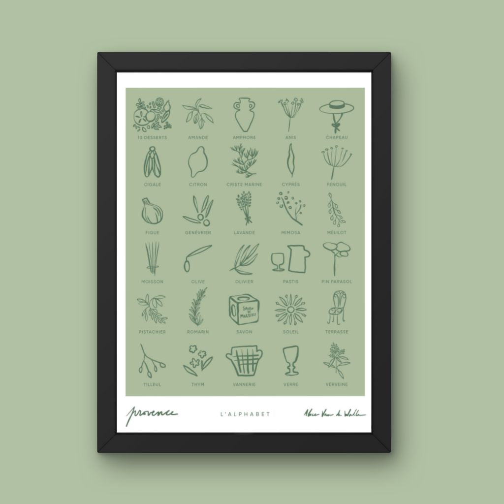 Affiche jog editions_provence_alphabet_cadre noir