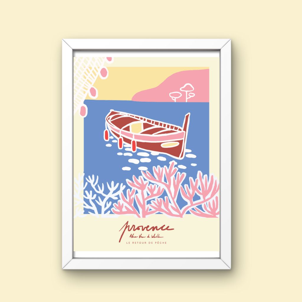 Affiche jog editions_provence_baie de saint jean rouge_cadre blanc