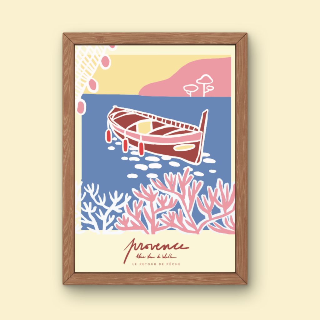 Affiche jog editions_provence_baie de saint jean rouge_cadre chene