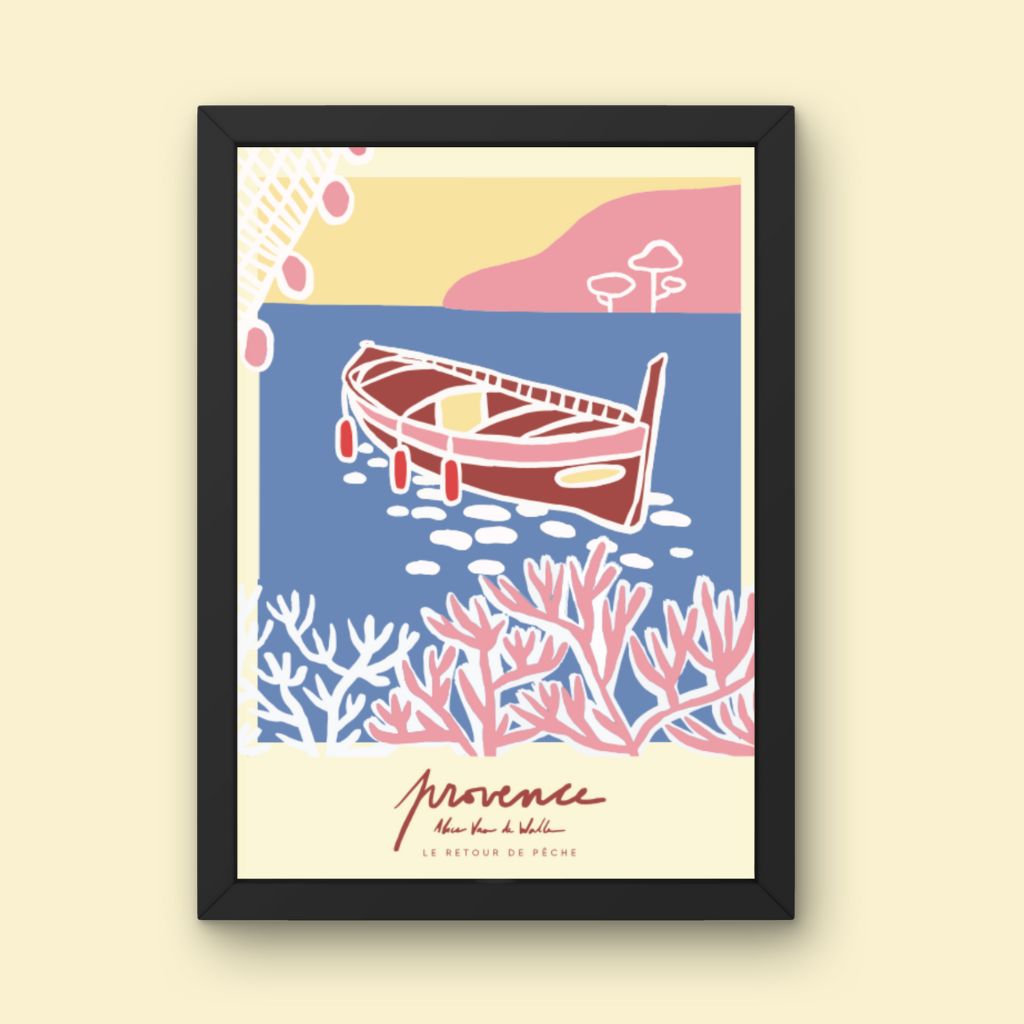 Affiche jog editions_provence_baie de saint jean rouge_cadre noir