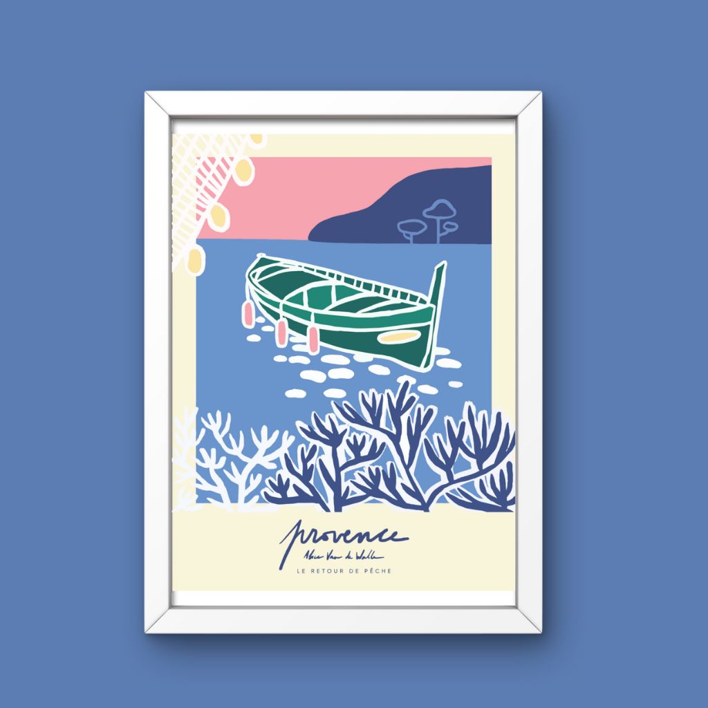 Affiche jog editions_provence_baie de saint jean vert_cadre blanc