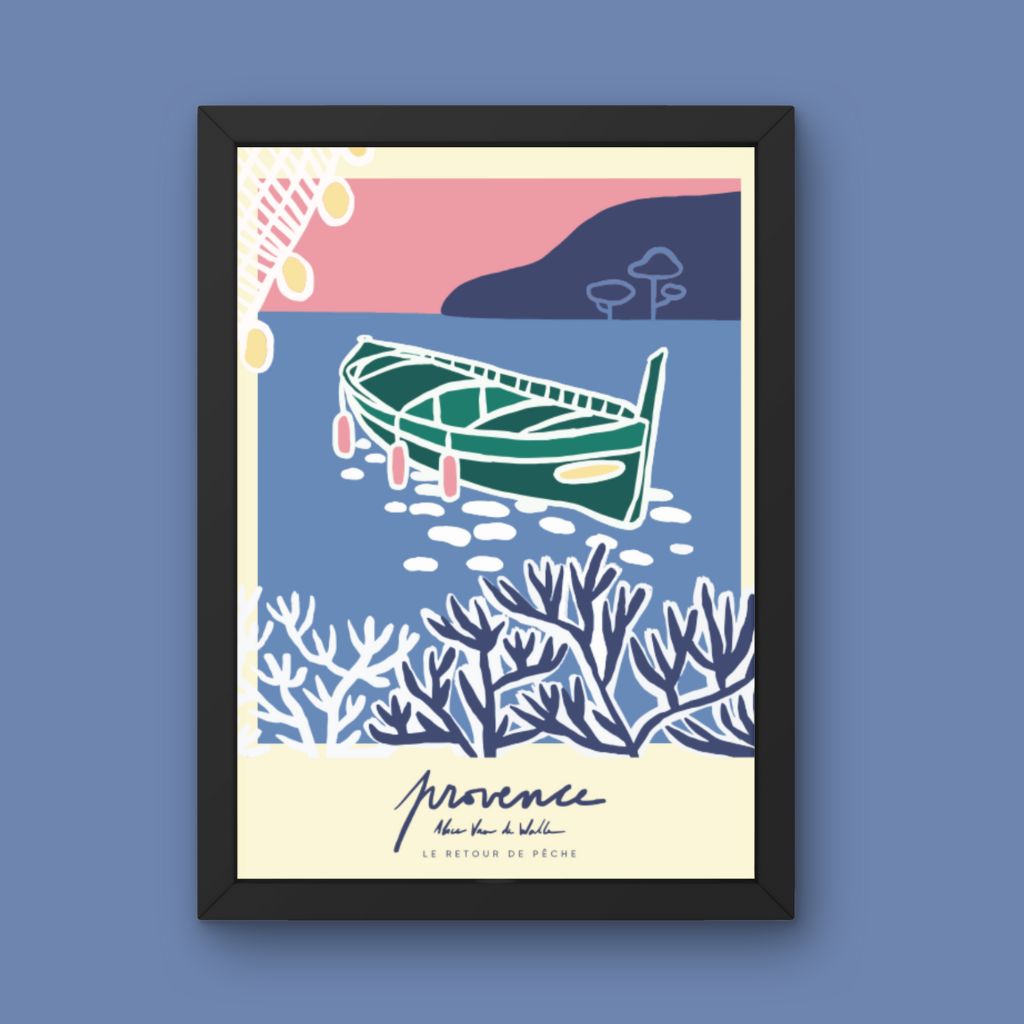 Affiche jog editions_provence_baie de saint jean vert_cadre noir