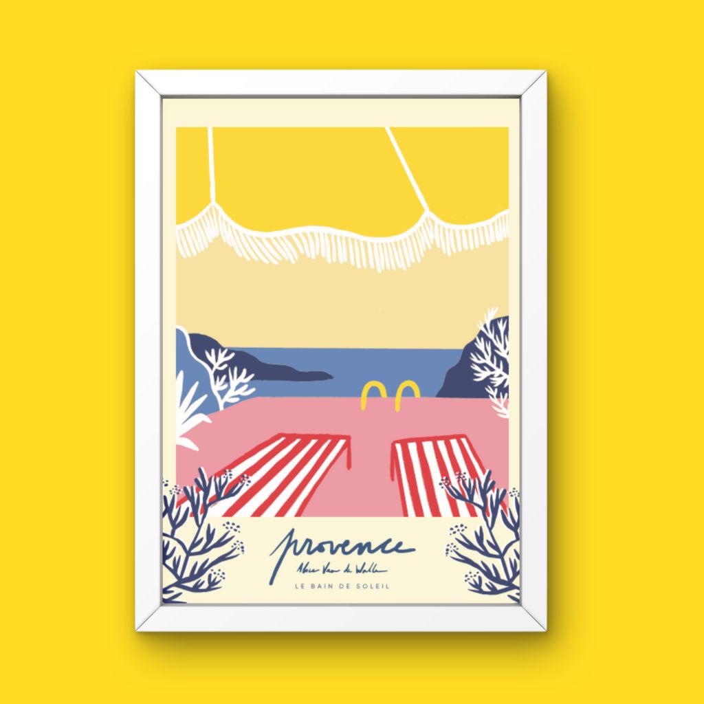Affiche jog editions_provence_bain de soleil_cadre blanc