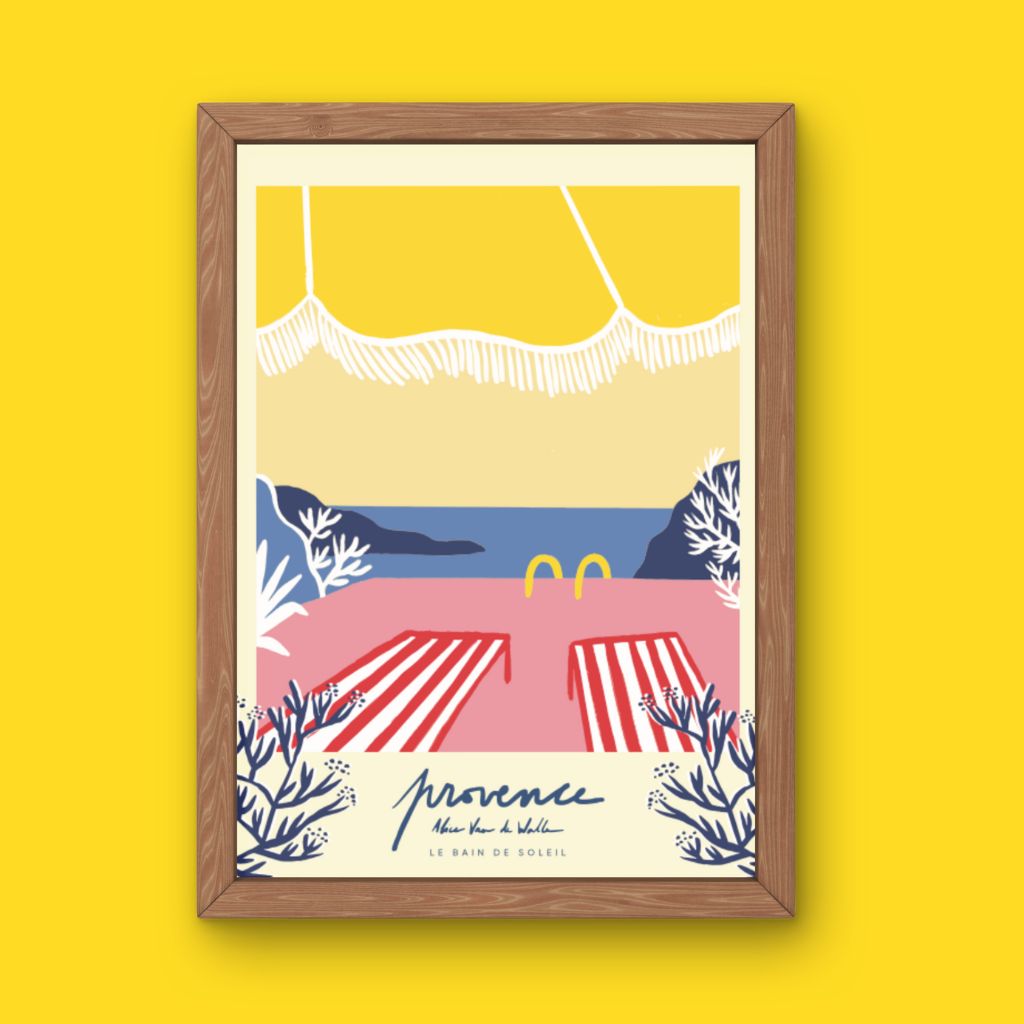 Affiche jog editions_provence_bain de soleil_cadre chene