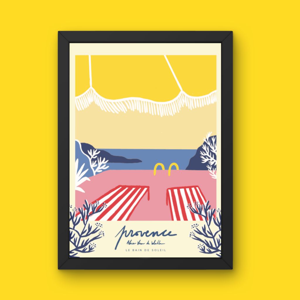 Affiche jog editions_provence_bain de soleil_cadre noir