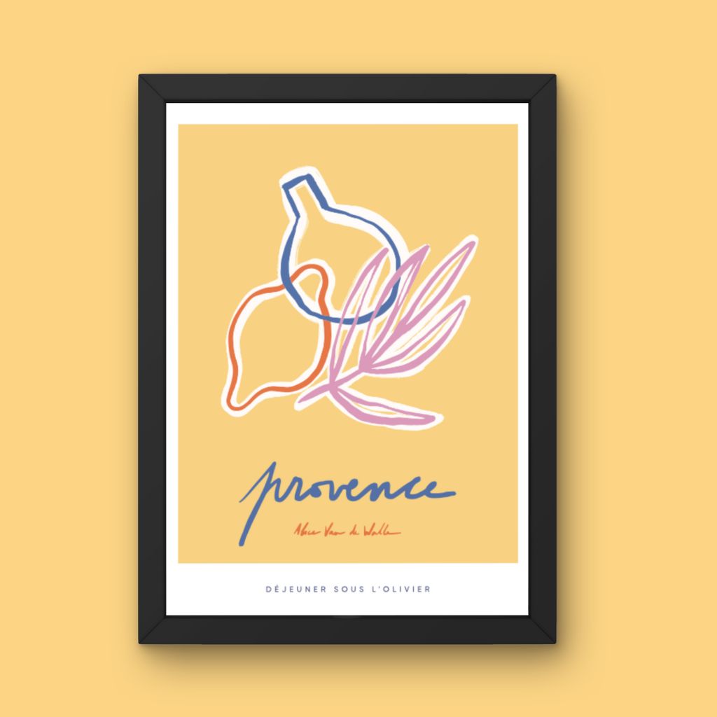 Affiche jog editions_provence_dejeuner sous l'olivier_cadre chene