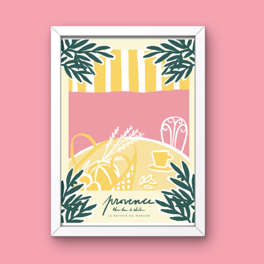 Affiche jog editions_provence_retour de marché_cadre blanc