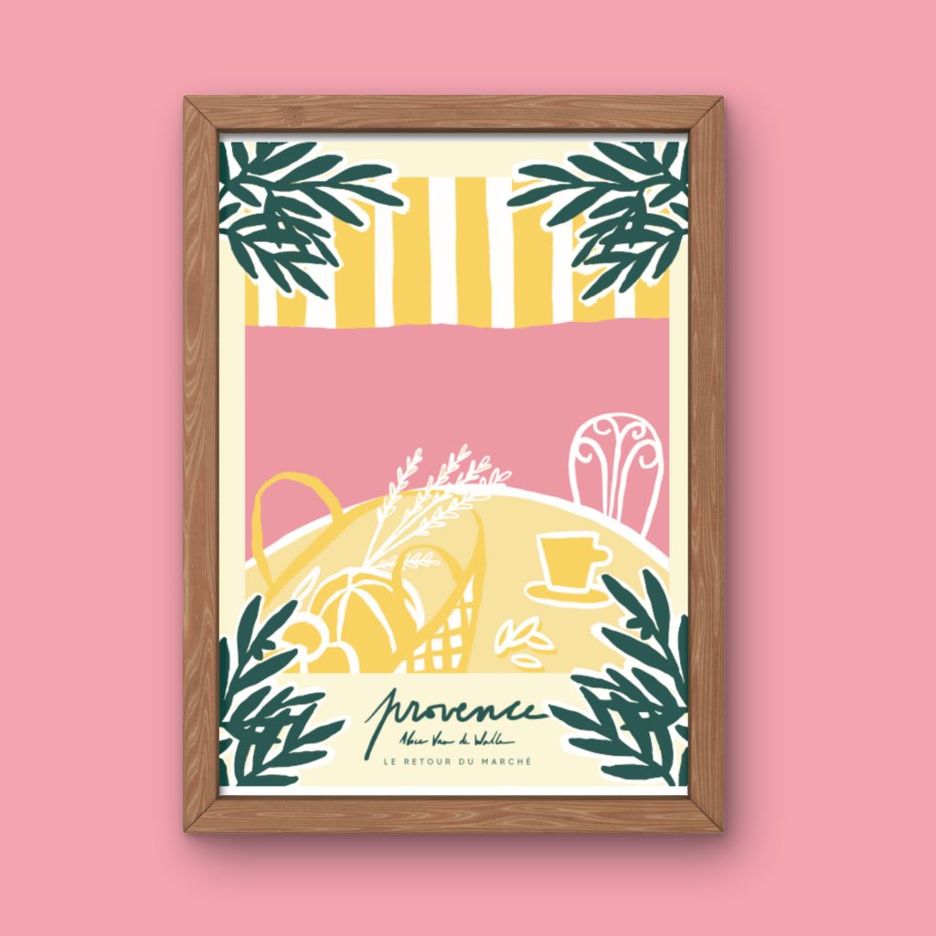 Affiche jog editions_provence_retour de marché_cadre chene