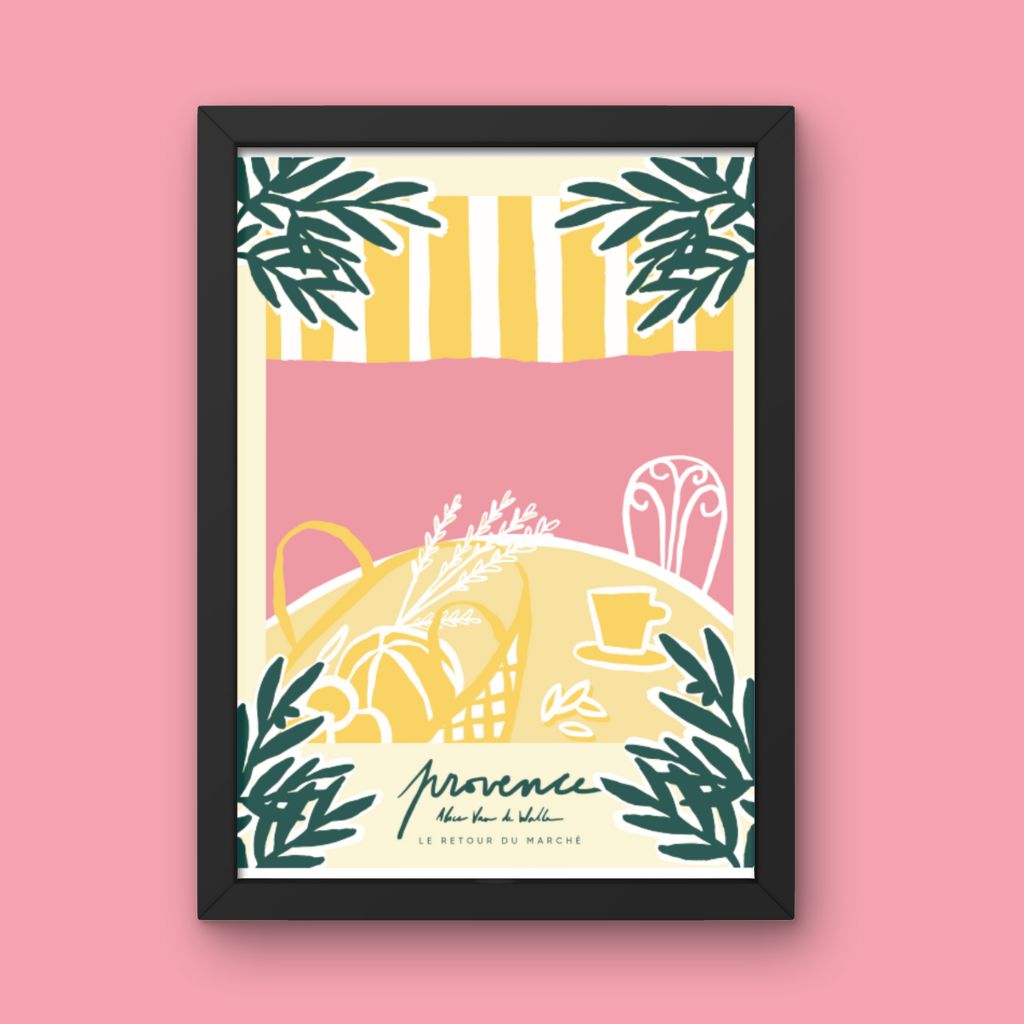 Affiche jog editions_provence_retour de marché_cadre noir