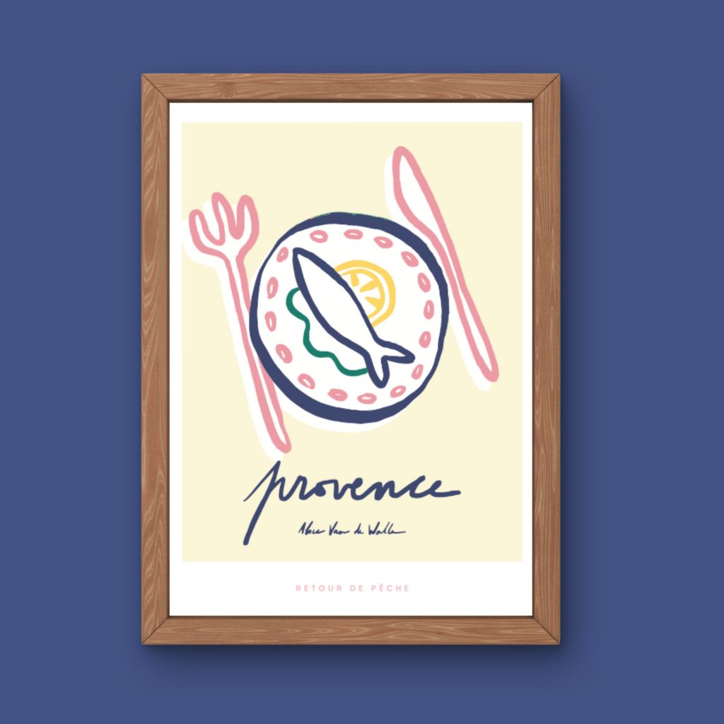 Affiche jog editions_provence_retour de peche_cadre chene