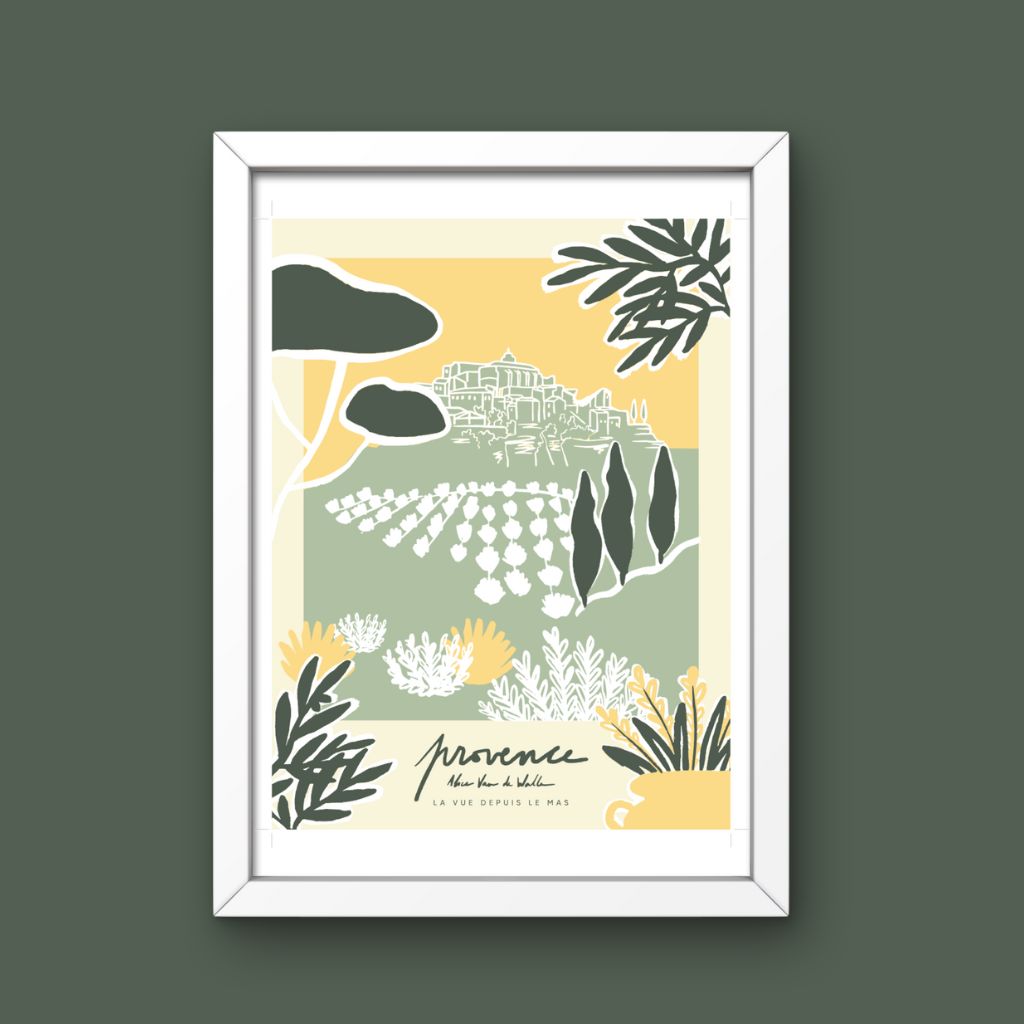 Affiche jog editions_provence_vue du mas_cadre blanc