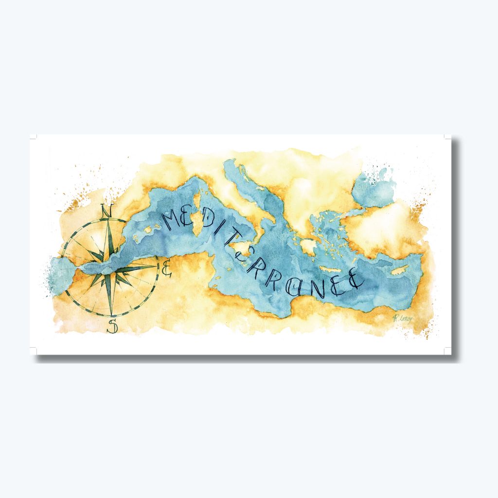 Affiche - Carte de la Méditerranée - Rémi Leroy