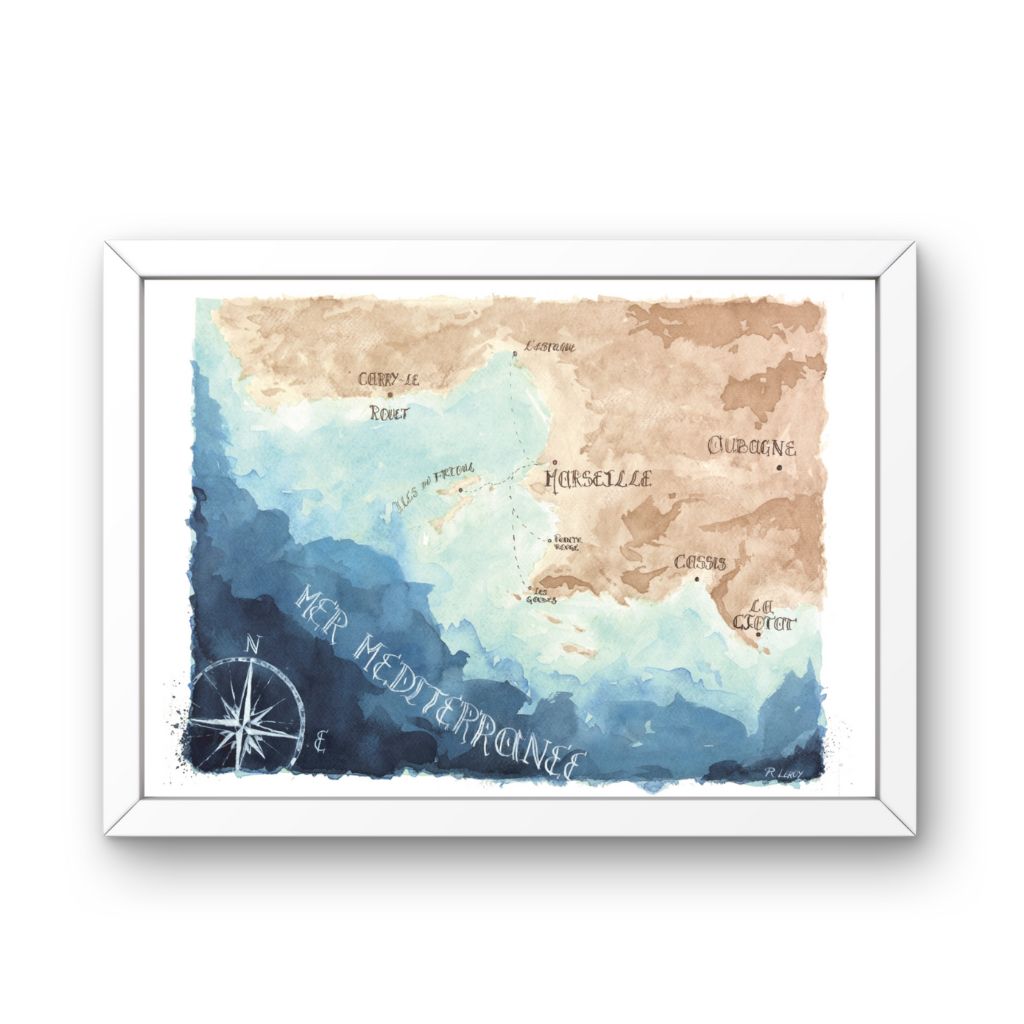 Affiche - Carte de Marseille et alentours - Rémi Leroy