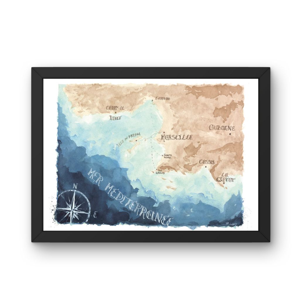 Affiche - Carte de Marseille et alentours - Rémi Leroy