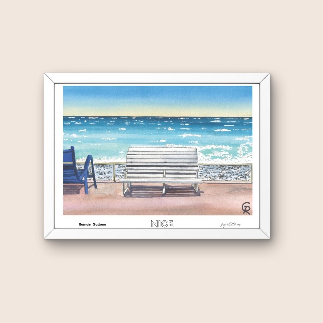 Affiche - Romain Gattone - Nice - Les bancs