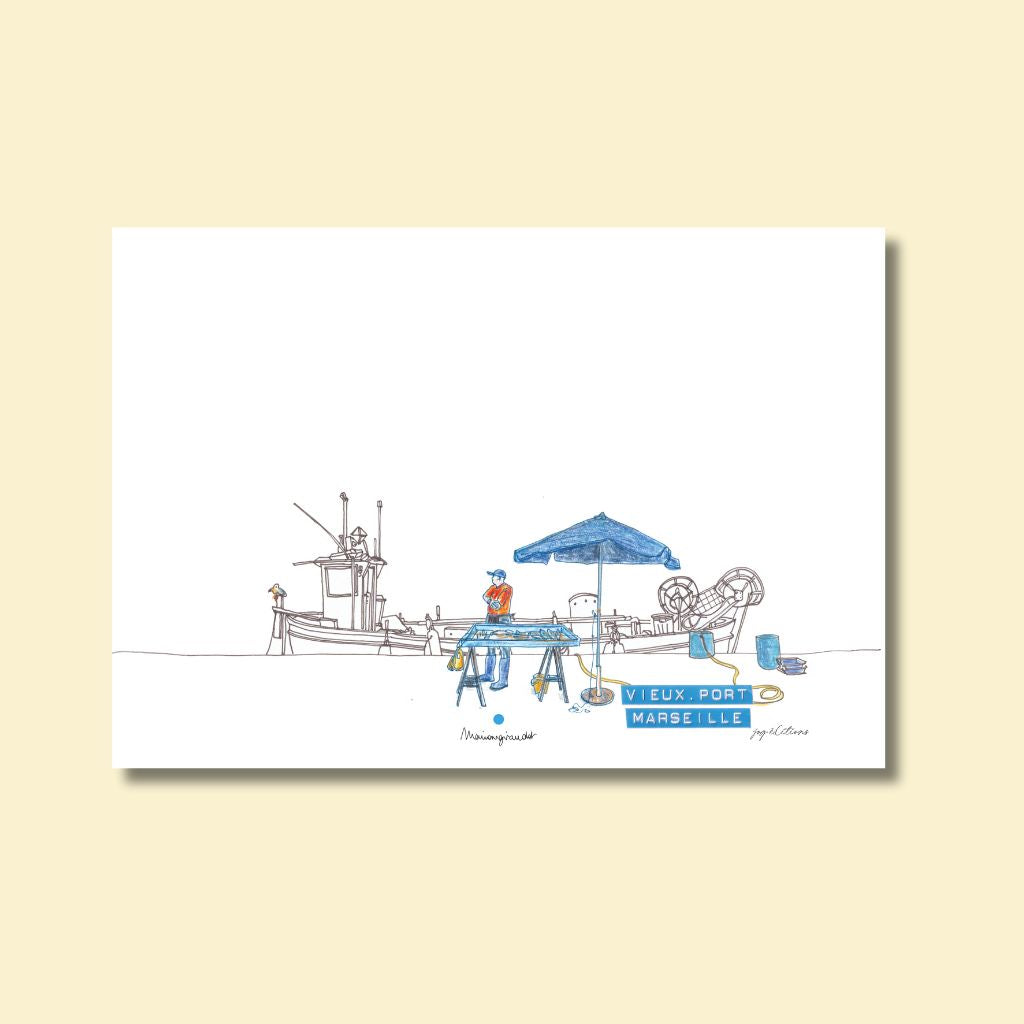 Carte postale - Marché aux poissons 2/jaune - Marion Giraudot