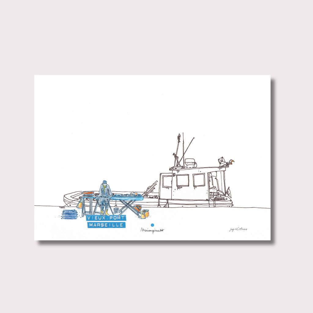 Affiche - Triptyque Marché aux Poissons - 21x30cm - Marion Giraudot