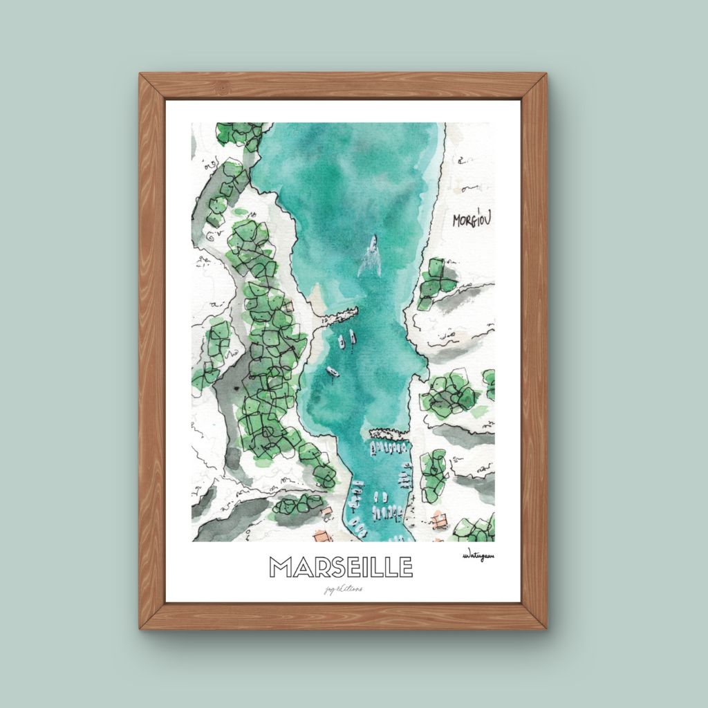 affiche jog editions_watergame_morgiou_cadre chene
