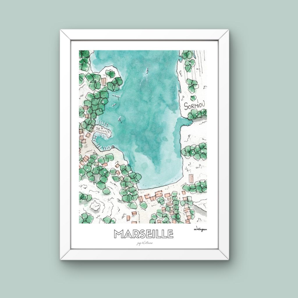 affiche jog editions_watergame_sormiou_cadre blanc