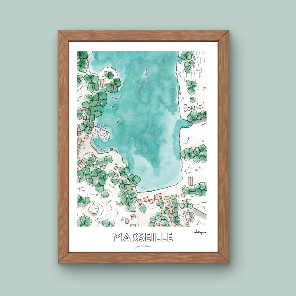 affiche jog editions_watergame_sormiou_cadre chene