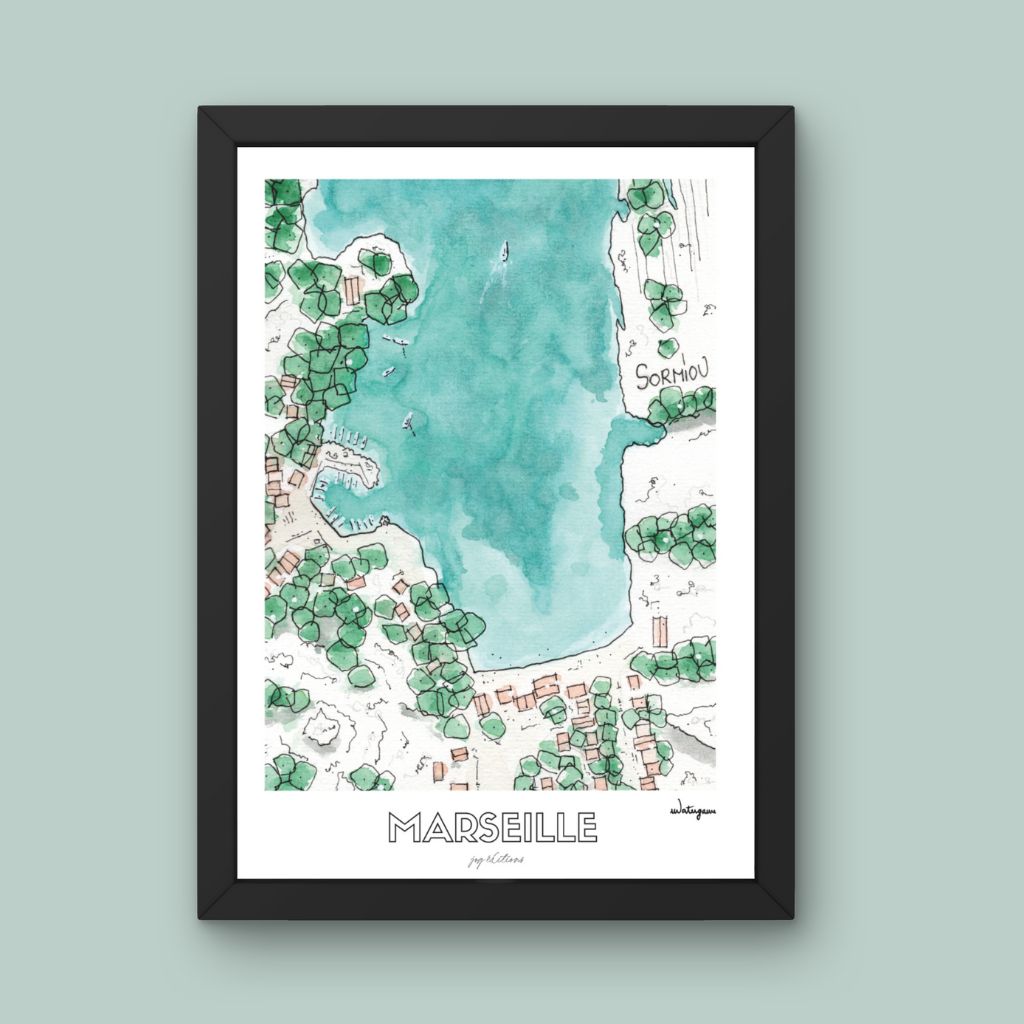 affiche jog editions_watergame_sormiou_cadre noir