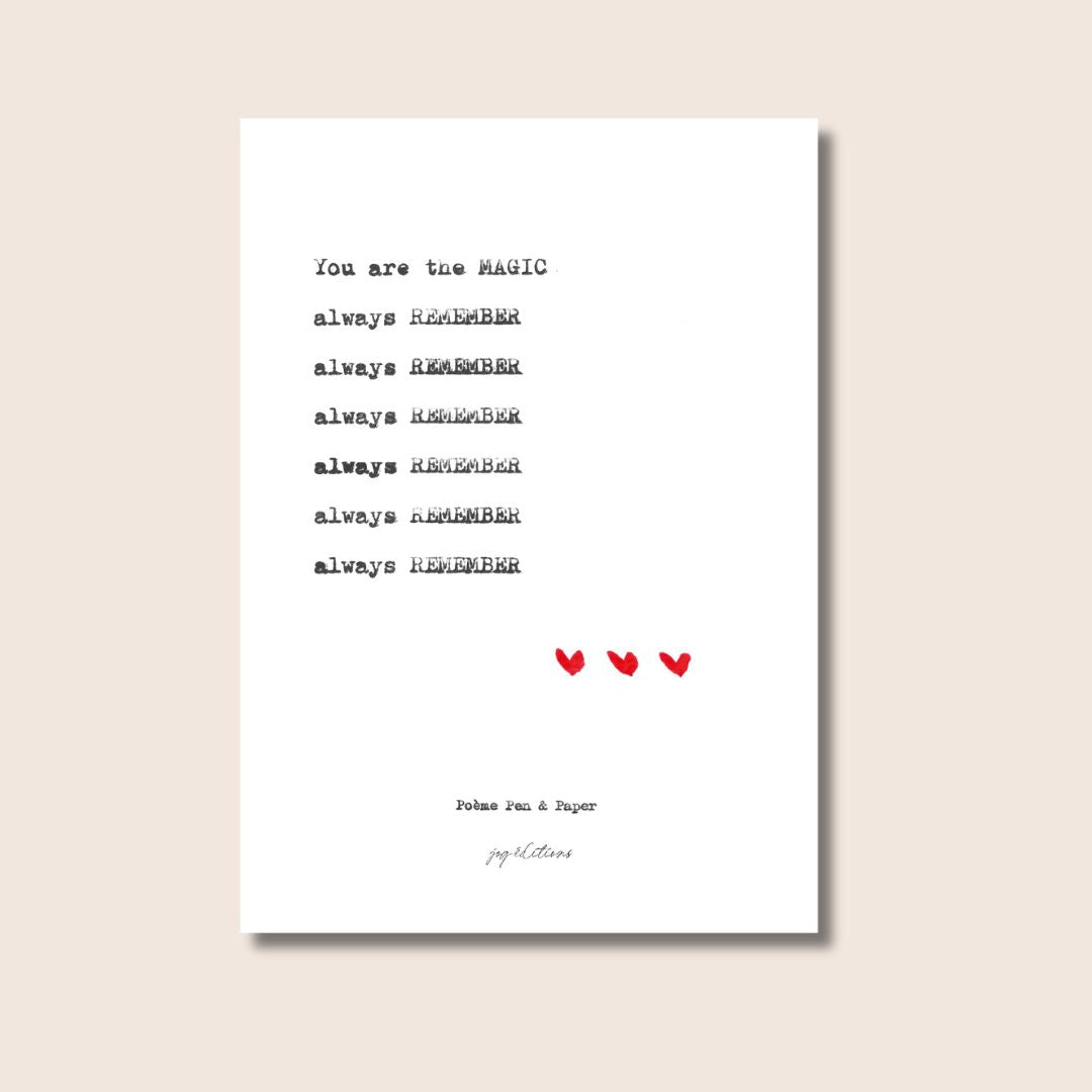 Carte postale - Mots doux - Poeme, Pen & Paper