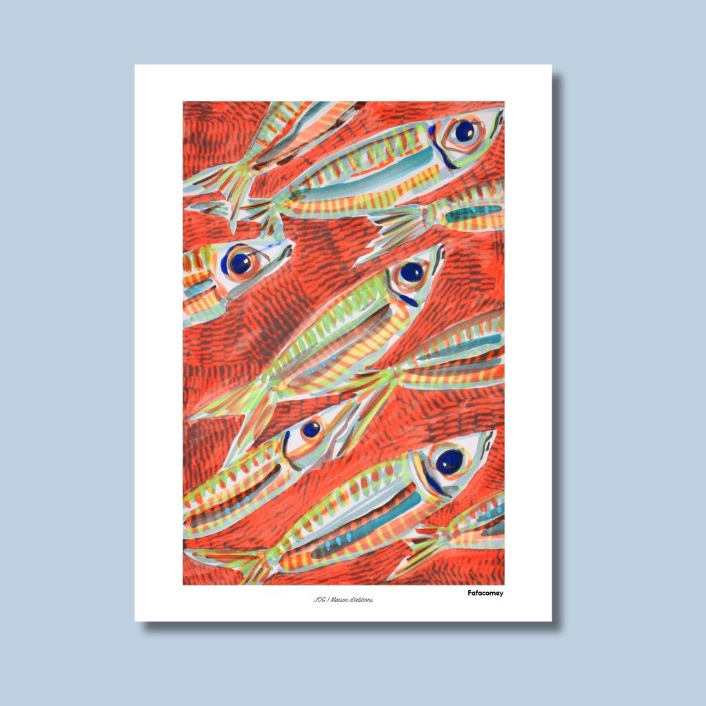 Carte Postale - Poissons rouges - Fafacomey