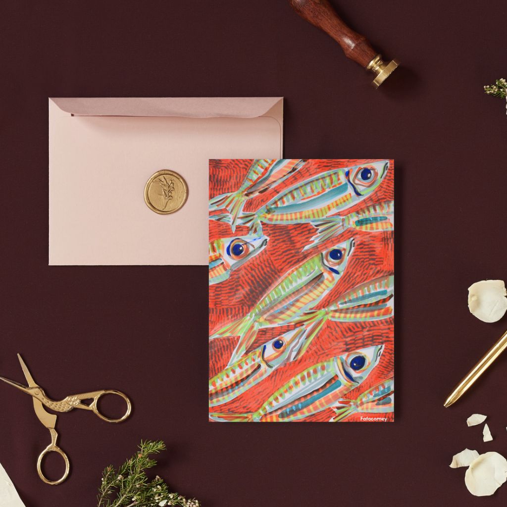 Carte Postale - Poissons rouges - Fafacomey