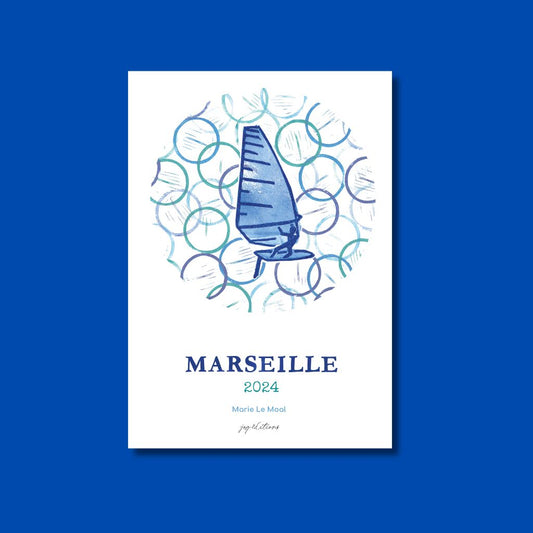 Carte postale - J.O - Planche à voile - Marie Le Moal